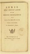 LEROY. Della Vicissitudine o’ Mutabile Varietà delle Cose nell’Universo. 1592 + BUGASSI. Serie dell''Edizioni Aldine. 1791